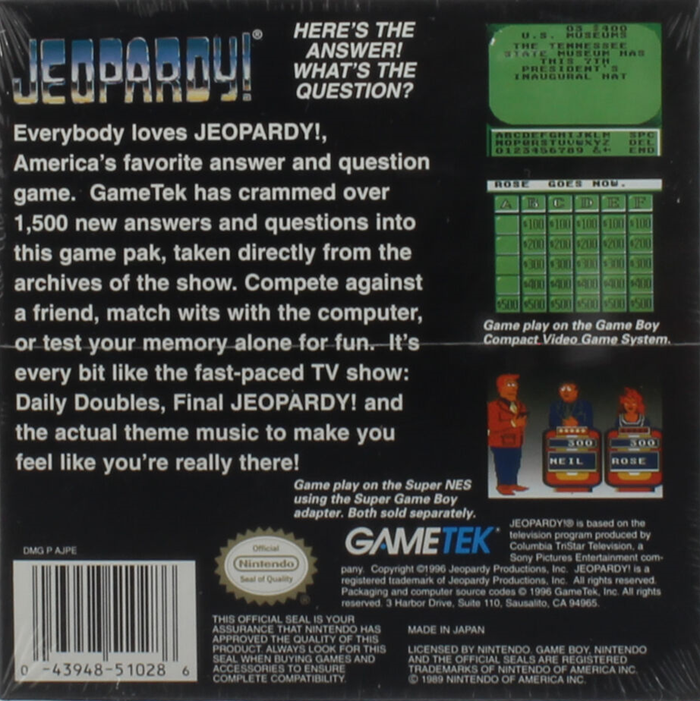 Jeopardy! : Platinum Edition — Box back
