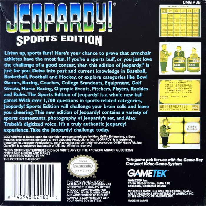 Jeopardy! : Sports Edition — Box back
