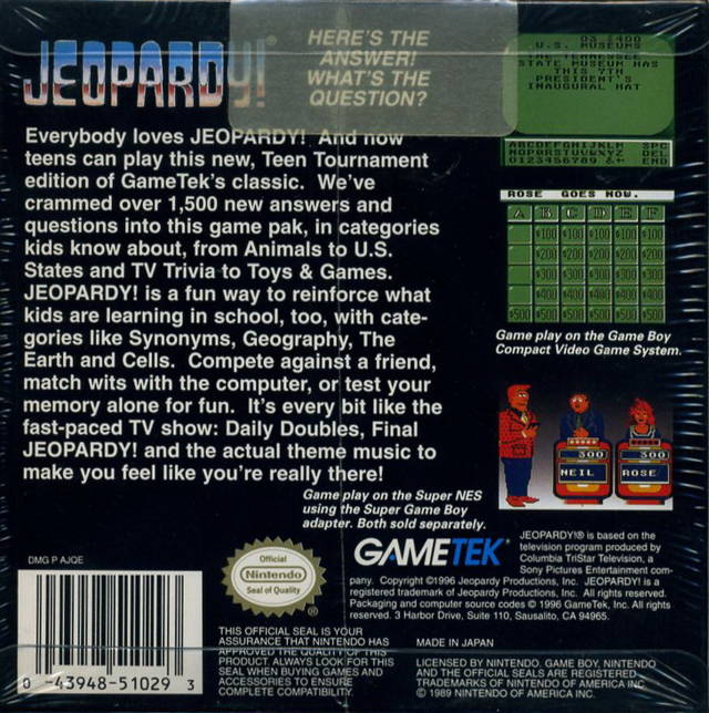 Jeopardy! : Teen Tournament — Box back
