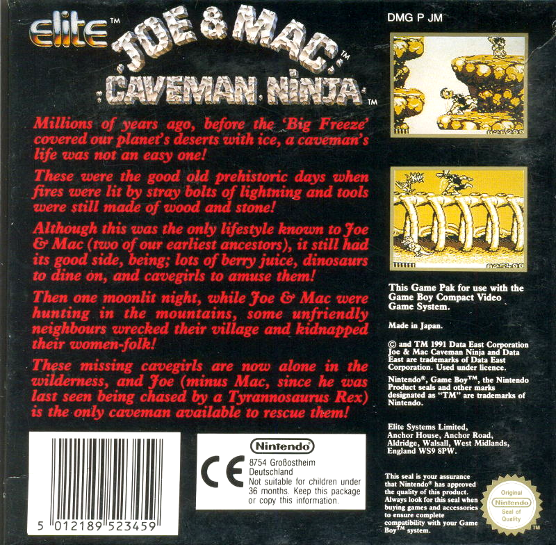 Joe & Mac : Caveman Ninja — Box back