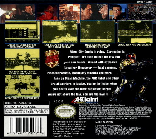 Judge Dredd — Box back