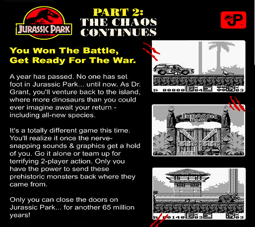 Jurassic Park Part 2 : The Chaos Continues — Box back