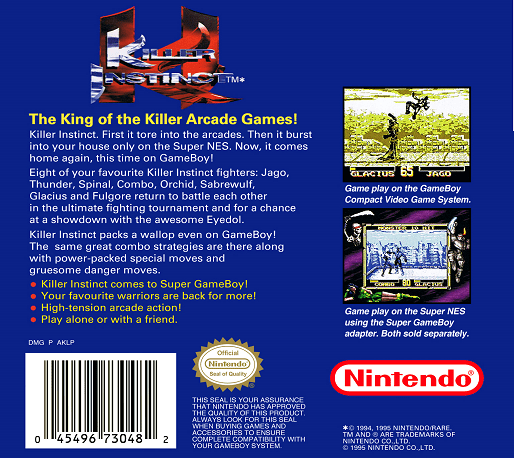 Killer Instinct — Box back