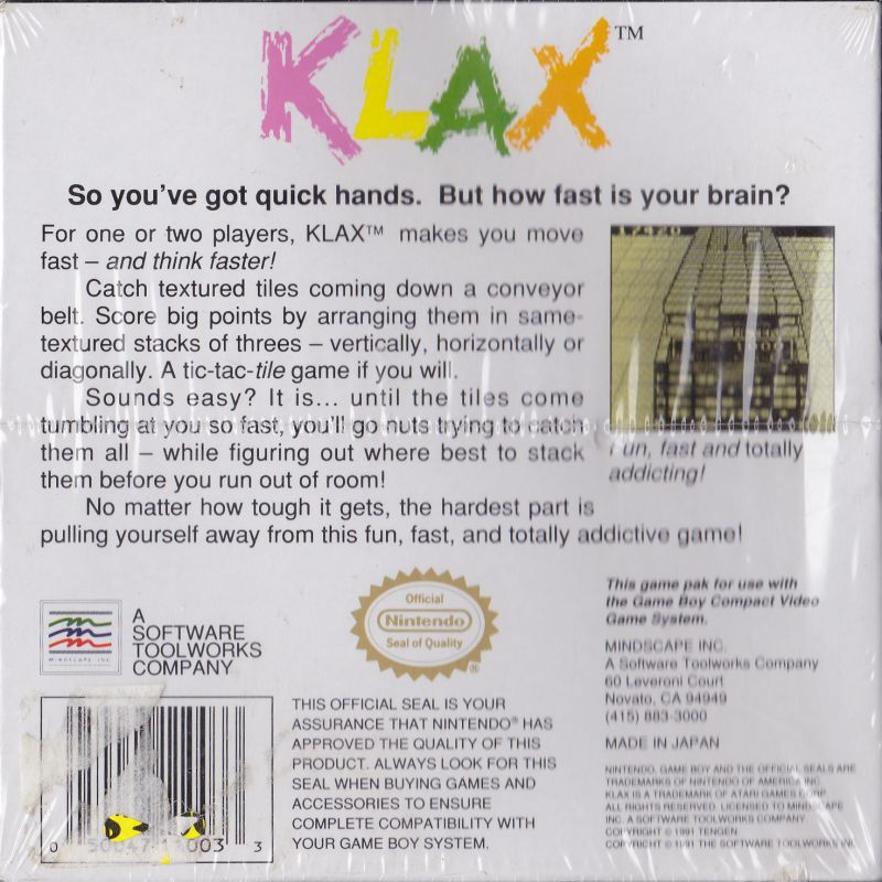 Klax — Box back
