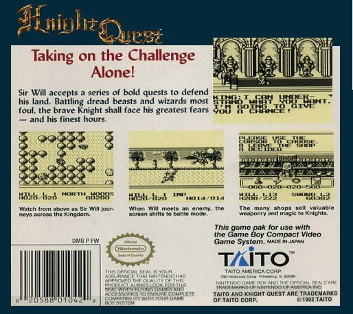 Knight Quest — Box back