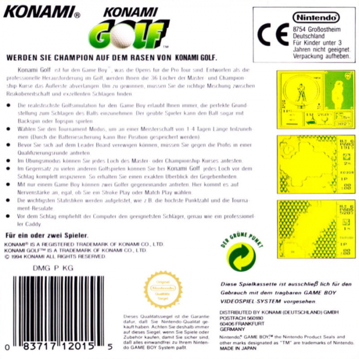 Konami Golf — Box back