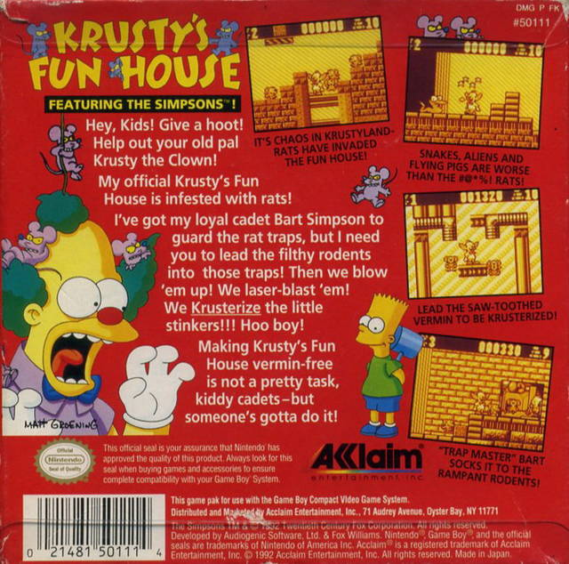 Krusty's Fun House — Box back