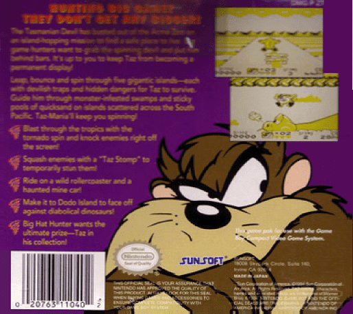 Looney Tunes 2 : Tasmanian Devil in Island Chase — Box back