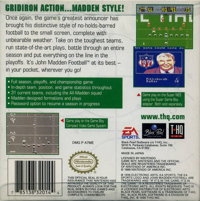Madden '97 — Box back