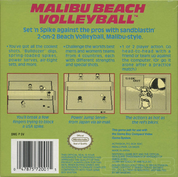 Malibu Beach Volleyball — Box back