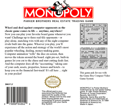 Monopoly — Box back
