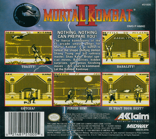 Mortal Kombat II — Box back