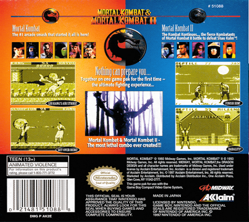 Mortal Kombat & Mortal Kombat II — Box back