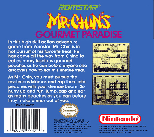 Mr. Chin's Gourmet Paradise — Box back