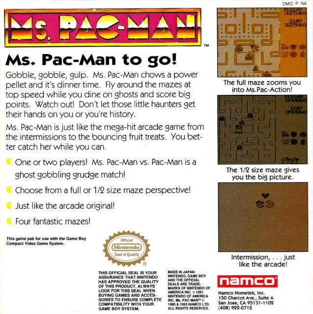 Ms. Pac-Man — Box back