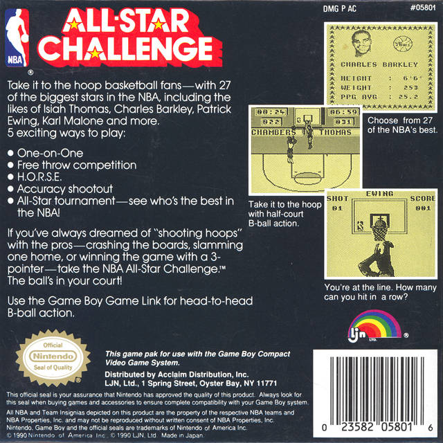 NBA All Star Challenge — Box back