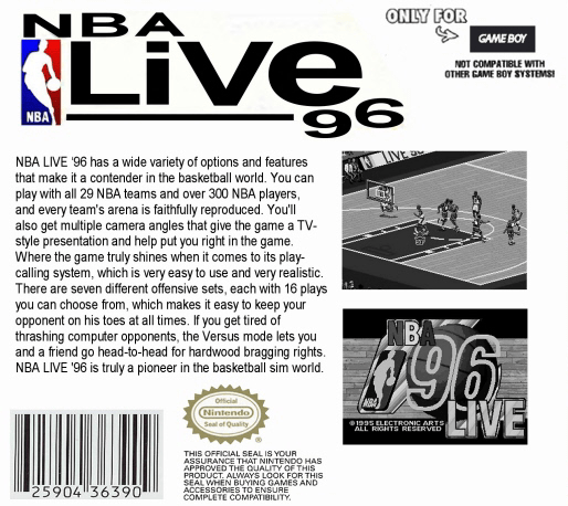 NBA Live 96 — Box back