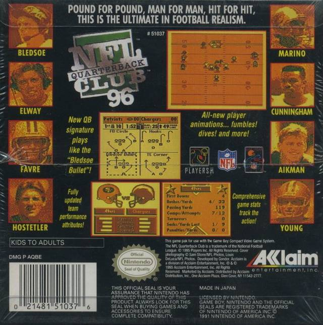 NFL Quarterback Club '96 — Box back
