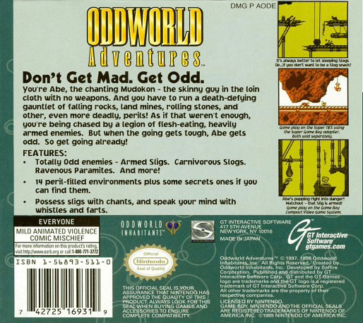 Oddworld Adventures — Box back