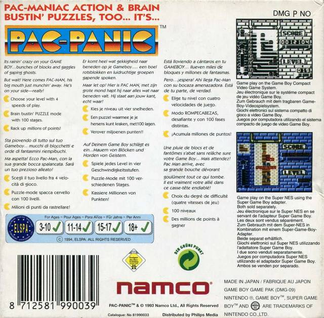 Pac-Panic — Box back