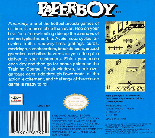 Paperboy — Box back