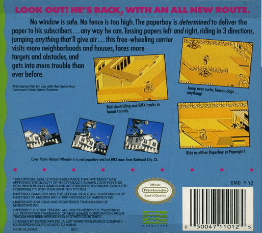 Paperboy 2 — Box back