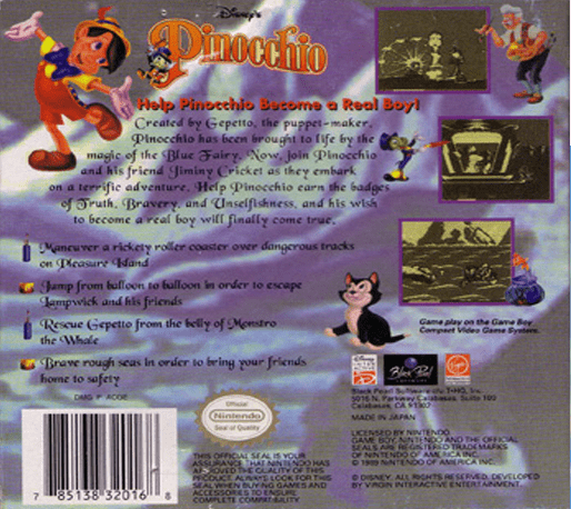 Pinocchio — Box back