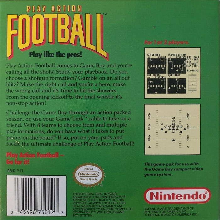 Play Action Football — Box back