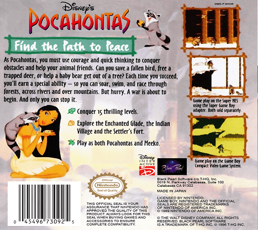 Pocahontas — Box back