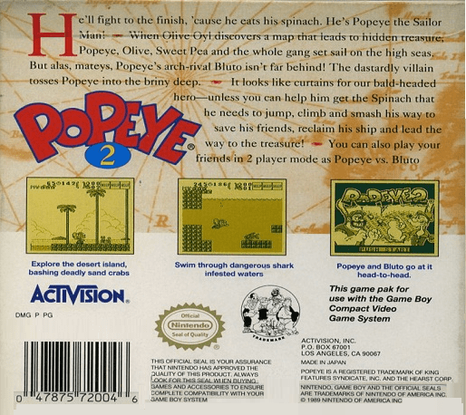 Popeye 2 — Box back