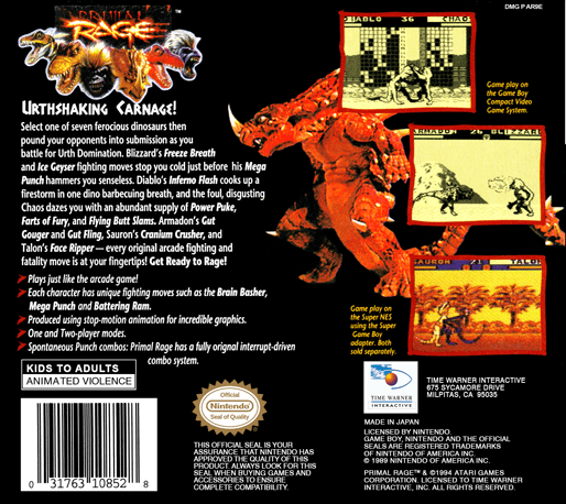 Primal Rage — Box back