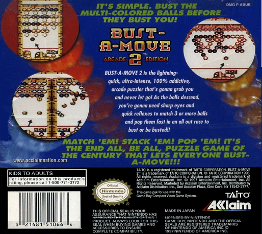 Puzzle Bobble GB — Box back