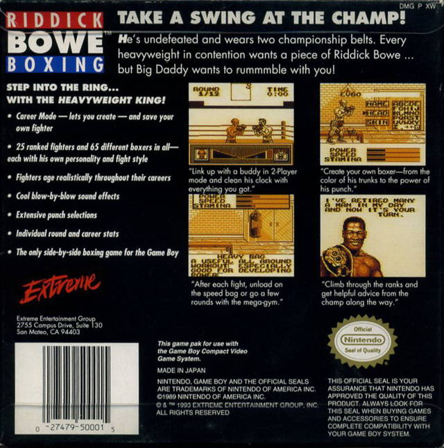Riddick Bowe Boxing — Box back