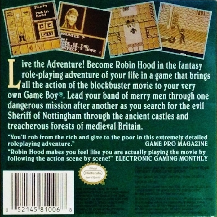 Robin Hood : Prince of Thieves — Box back