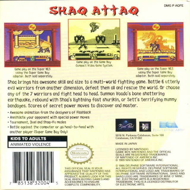 Shaq Fu — Box back