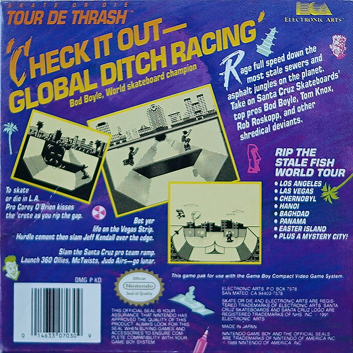 Skate or Die : Tour de Thrash — Box back