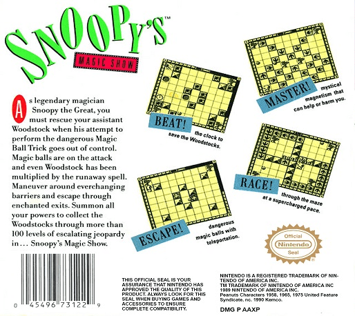 Snoopy's Magic Show — Box back