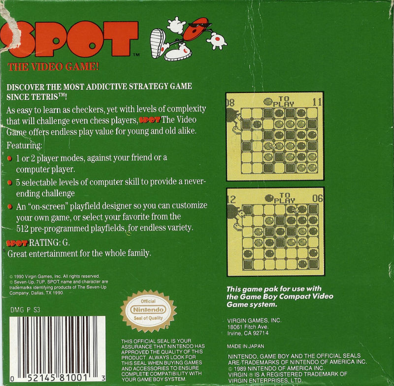 Spot : The Video Game! — Box back
