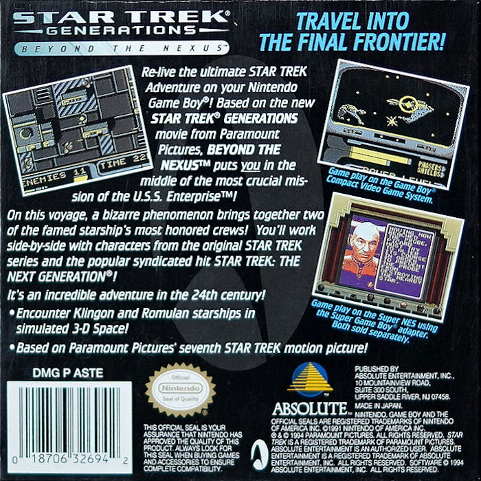 Star Trek Generations : Beyond the Nexus — Box back