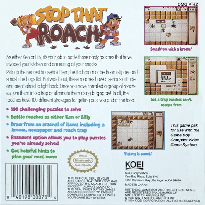 Stop That Roach! — Box back