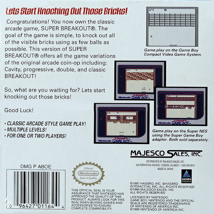 Super Breakout — Box back