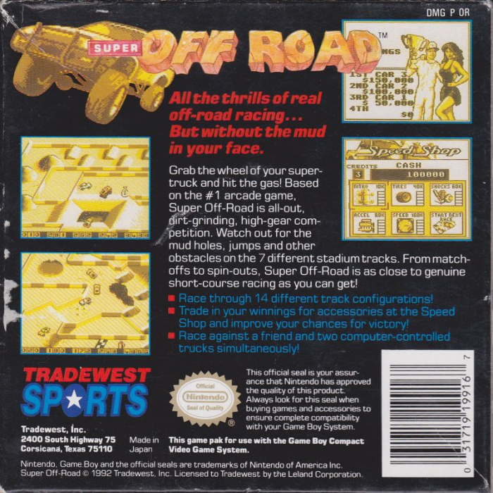Super Off Road — Box back