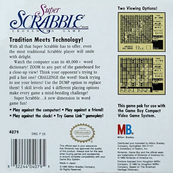 Super Scrabble — Box back