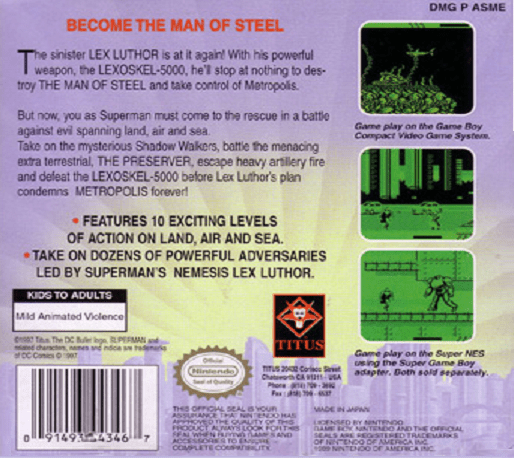 Superman — Box back