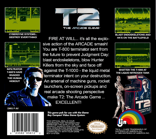 T2 : The Arcade Game — Box back