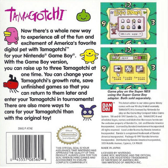 Tamagotchi — Box back