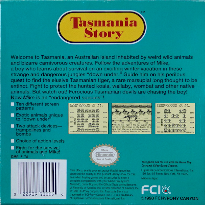 Tasmania Story — Box back