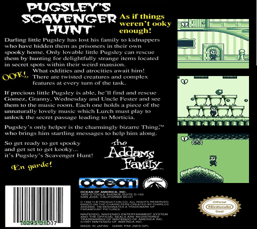 The Addams Family : Pugsley's Scavenger Hunt — Box back