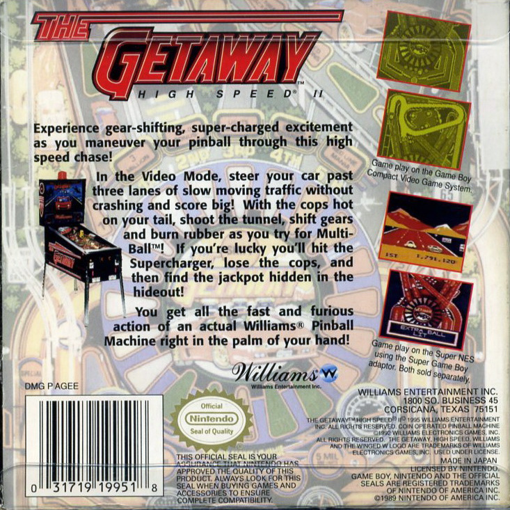 The Getaway — Box back
