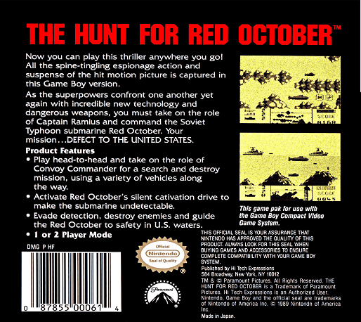 The Hunt for Red October — Box back